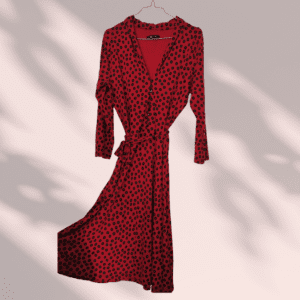 Robe KingLouie jersey rouge fleurs noires