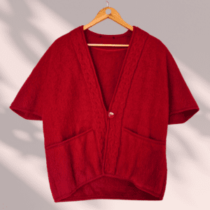 Veste par-dessus imitation mohair rouge
