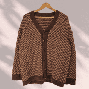Gilet en laine marron et beige fait main