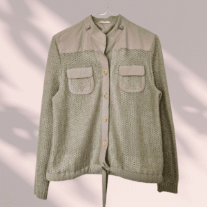 Veste maille et toile vert Kaki