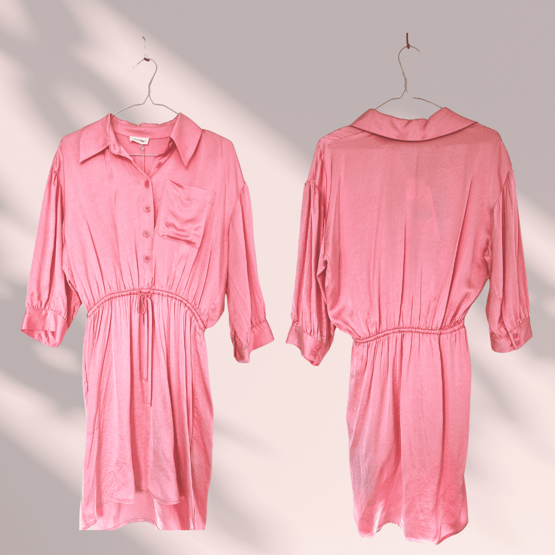 Robe rose satinée American Vintage (avec étiquette) – Image 4