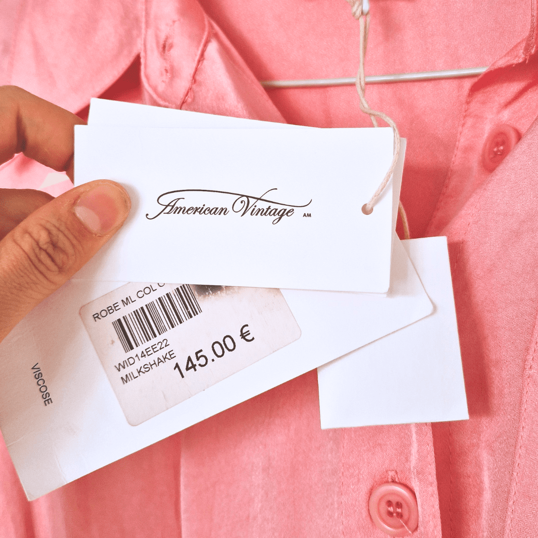 Robe rose satinée American Vintage (avec étiquette) – Image 5