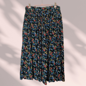 Jupe fleurie liberty bleu rouge vert noir vintage