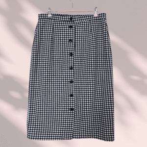 Jupe pied de poule boutonnée noir et blanc