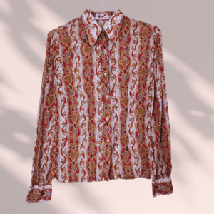 Chemisier vintage col pelle a tarte motif baroque