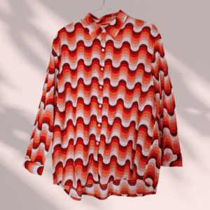 Chemise Nice Things motif vintage 70'S géométrique vagues orange