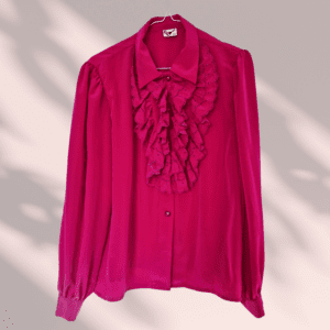 Chemisier jabot vintage Rose fushia